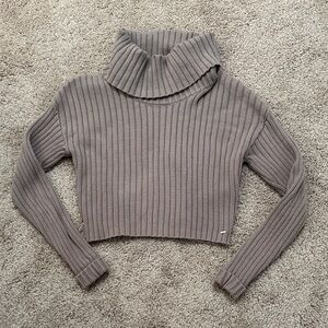 Guess Charcoal Ribbed Cowl Neck Sweater